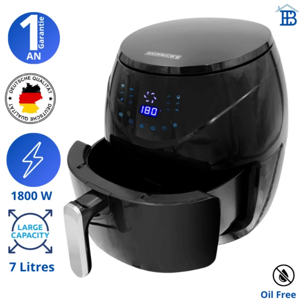 Heinrich's - Friteuse sans huile - air fryer- 7 Litres 1800W