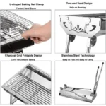 Bbq Barbecue Pliable en Acier Inox - Four Grille de Cuisson - XXL - Jardin camping – Image 4