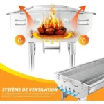Bbq Barbecue Pliable en Acier Inox - Four Grille de Cuisson - XXL - Jardin camping – Image 5