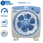 Fresh Air Ventilateur de 25 cm, 3 vitesses avec grille de protection avec rotation.