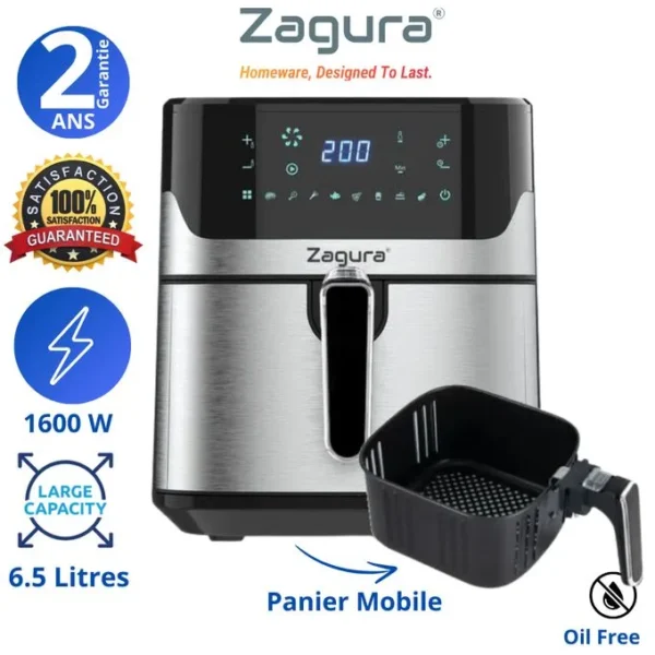 Zagura - FRITEUSE SANS HUILE - AIR FRYER DIGITAL - 6.5L - 1600W