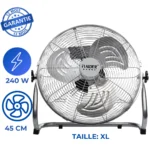 Flaider Ventilateur posable sur pied - 18'' - 3 vitesses - 240W - INOX