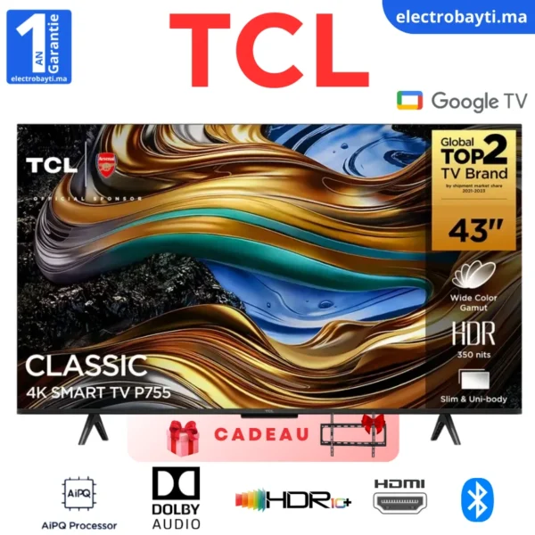 TCL- 43P755 - 43" Google TV – 4K, UHD, HDR10, Dolby Audio, HDMI, 120mHZ - 4K
