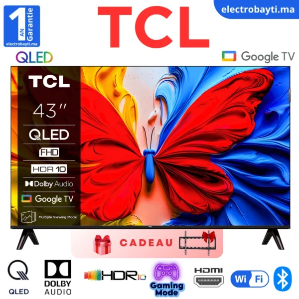 TCL- 43S5K - 43" Smart Tv QLED Full HD Google TV et Dolby Audio, écran plat
