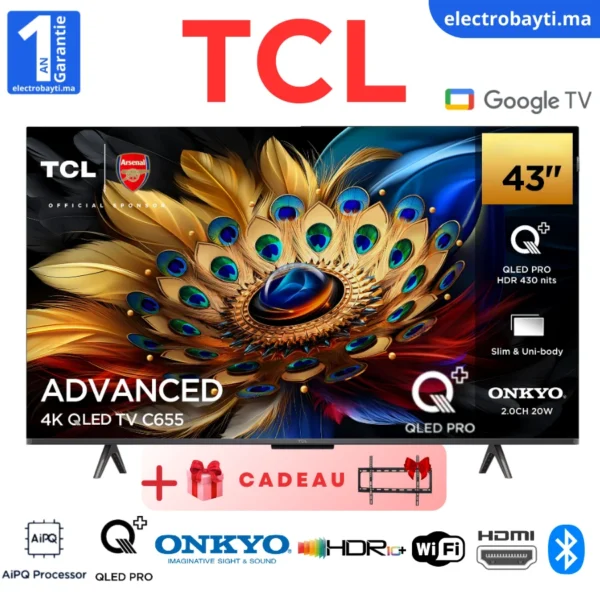 TCL - 43C655 - 43" GoogleTv - QLED PRO 4K UHD - 144HZ VRR - HDR10 PRO - Dolby Atmos