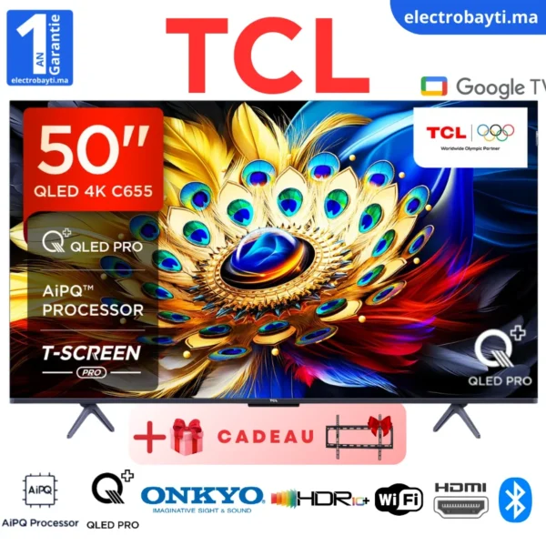 TCL - 50C655 - 50" GoogleTv - QLED PRO 4K UHD - 144HZ VRR - HDR10 PRO - Dolby Atmos