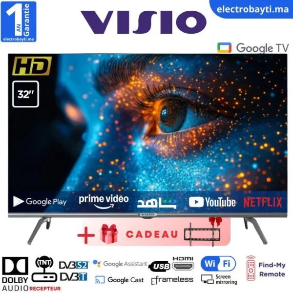 Visio - 32'' Smart TV -Google Tv - HD - Dolby audio + Support Mural - 32WV9650EG